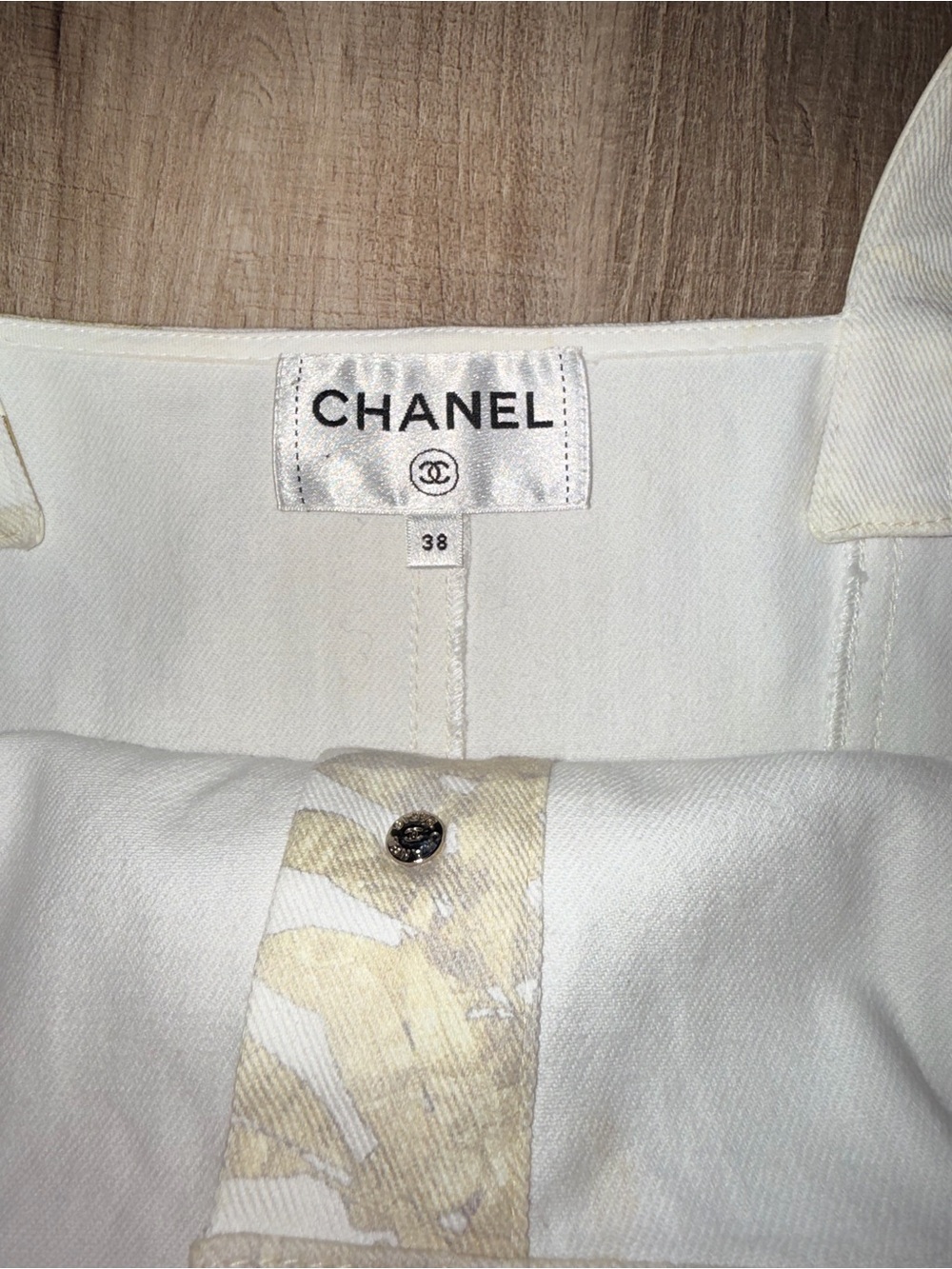 Ivory and Gold Floral Button-Front Mini Dress CHANEL dress - Picture 4 of 4